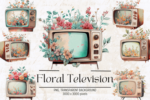 Download Vintage Television Watercolor Clipart - Television Collection