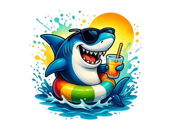 Download Shark Swimming Watercolor Sublimation - Shark Collection